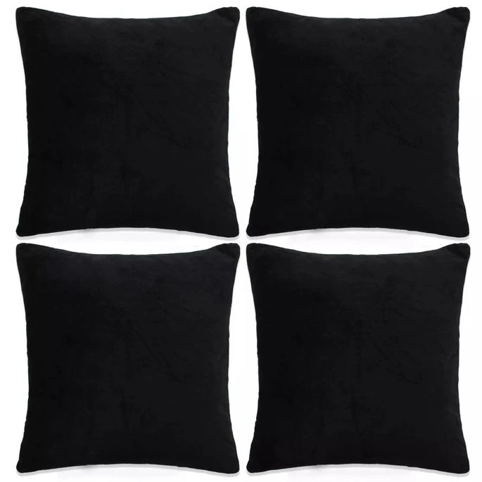 Housse De Coussin 4 Pcs Velours 40 X 40 Cm Noir 3 Housse De Coussin 4 Pcs Velours 40 X 40 Cm Noir