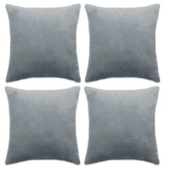 Housse De Coussin 4 Pcs Velours 80 X 80 Cm Gris