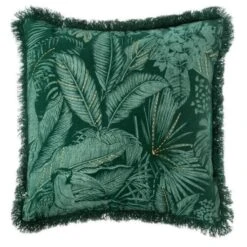 Housse De Coussin Jungle Brodé - 40 X 40 Cm - Vert