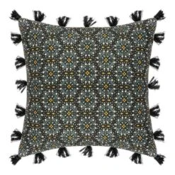Housse De Coussin Rosace Pompon - 40 X 40 Cm - Multicolore
