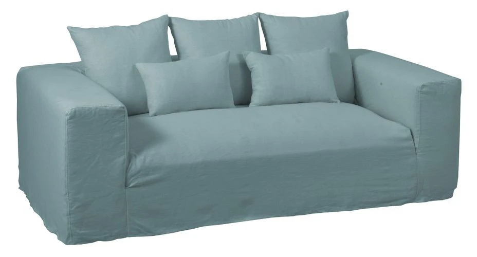 Housse Pour Canapé En Lin Bleu Jean Manou 220 X 105 Cm 4 Housse Pour Canapé En Lin Bleu Jean Manou 220 X 105 Cm – Image 2