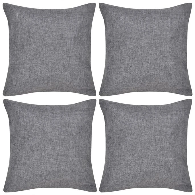Housses De Coussin 4 Pcs Aspect De Lin Anthracite 50x50 Cm 4 Housses De Coussin 4 Pcs Aspect De Lin Anthracite 50x50 Cm – Image 2