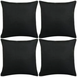 Housses De Coussin 4 Pcs Aspect De Lin Noir 40x40 Cm