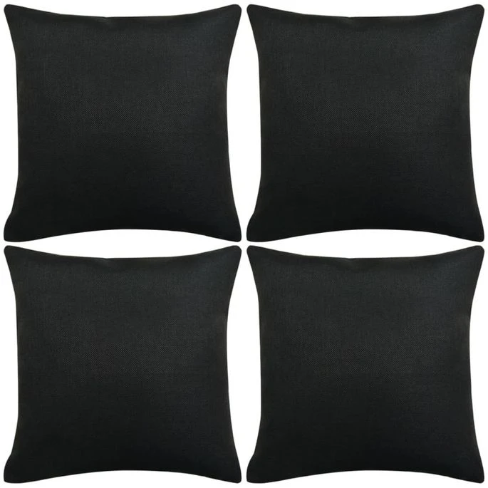 Housses De Coussin 4 Pcs Aspect De Lin Noir 40x40 Cm 3 Housses De Coussin 4 Pcs Aspect De Lin Noir 40x40 Cm