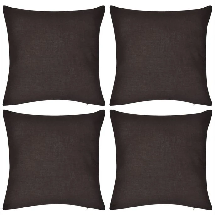 Housses De Coussin 4 Pcs Coton Marron 50x50 Cm 3 Housses De Coussin 4 Pcs Coton Marron 50x50 Cm