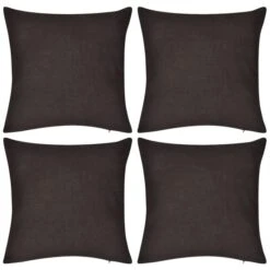 Housses De Coussin 4 Pcs Coton Marron 80x80 Cm