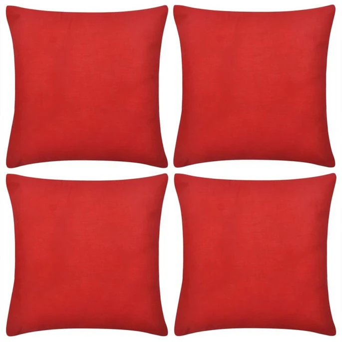 Housses De Coussin 4 Pcs Coton Rouge 80x80 Cm 3 Housses De Coussin 4 Pcs Coton Rouge 80x80 Cm