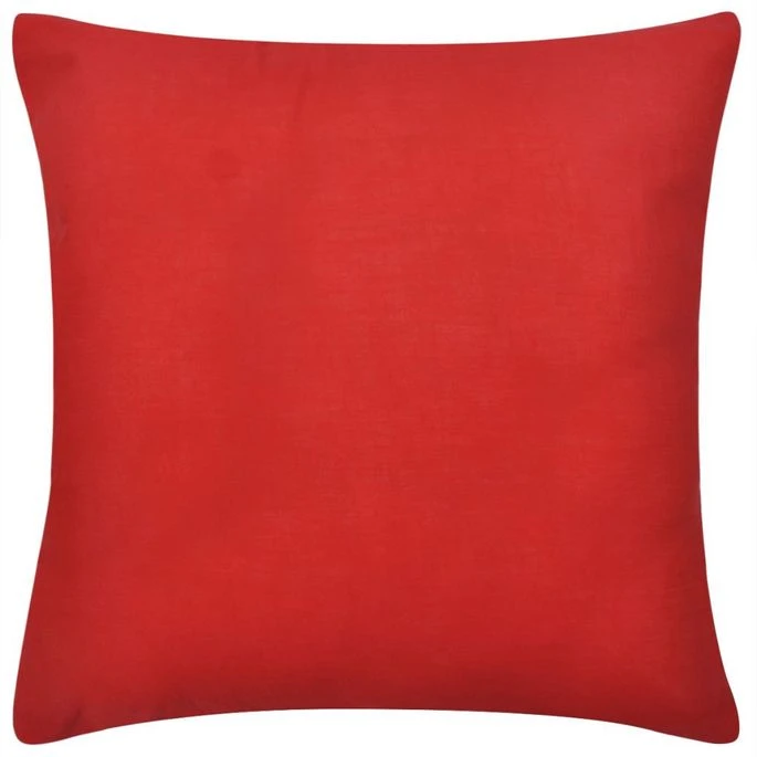 Housses De Coussin 4 Pcs Coton Rouge 80x80 Cm 5 Housses De Coussin 4 Pcs Coton Rouge 80x80 Cm – Image 3