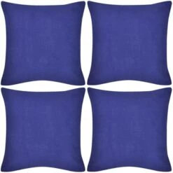 Housses De Coussin Coton 4 Pcs Bleu 40x40 Cm