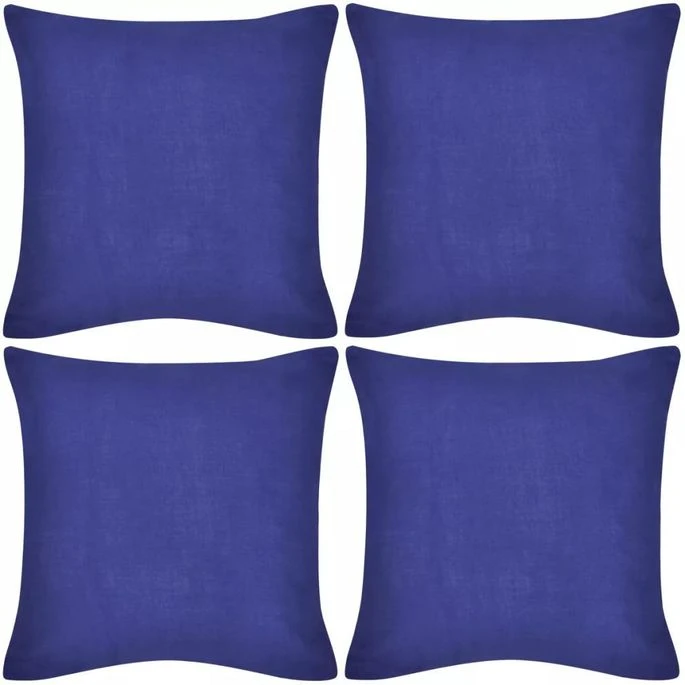 Housses De Coussin Coton 4 Pcs Bleu 40x40 Cm 3 Housses De Coussin Coton 4 Pcs Bleu 40x40 Cm