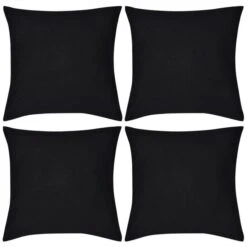 Housses De Coussin Coton 4 Pcs Noir 40x40 Cm