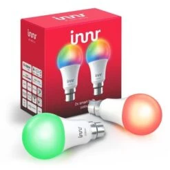 INNR Ampoule Connectée B22 - ZigBee 3.0 - Pack De 2 Ampoules Multicolor + Blanc Réglable - 1800K A 5600K Intensité Réglable.