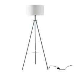 INTERNATIONAL DESIGN Lampadaire Miller - Abat Jour Tissu Pietement Métal Gris