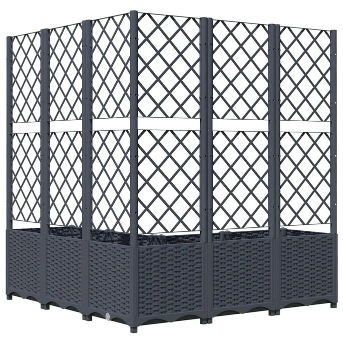 Jardinière Avec Treillis Gris Foncé 120x120x136 Cm PP 8 Jardinière Avec Treillis Gris Foncé 120x120x136 Cm PP – Image 6