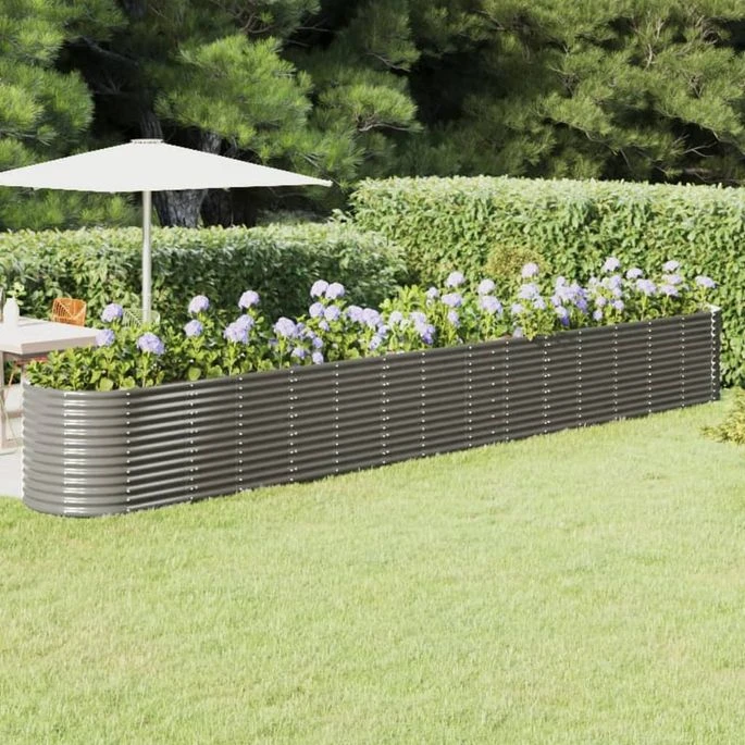 Jardinière De Jardin Acier Enduit De Poudre 620x80x68 Cm Gris 3 Jardinière De Jardin Acier Enduit De Poudre 620x80x68 Cm Gris