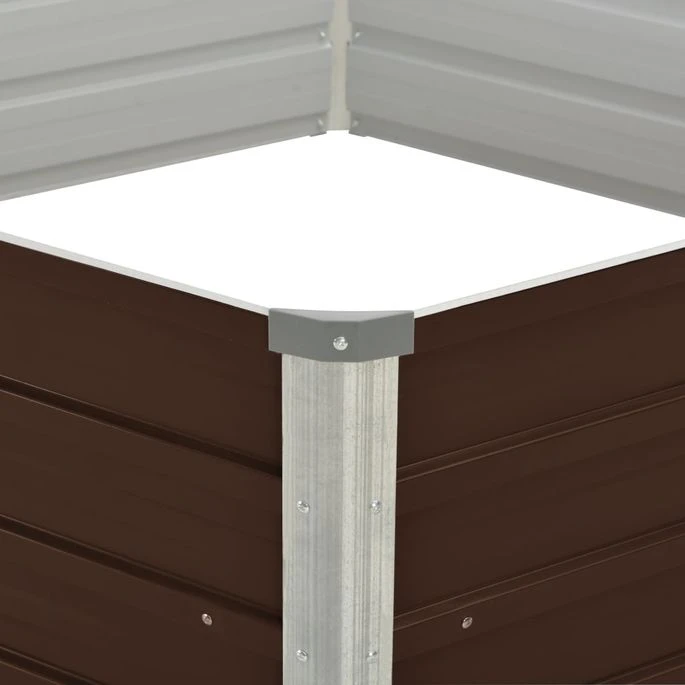 Jardinière Surélevée Marron 129x129x46 Cm Acier Galvanisé 6 Jardinière Surélevée Marron 129x129x46 Cm Acier Galvanisé – Image 4