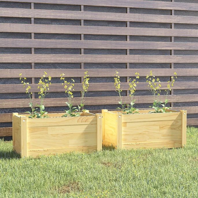 Jardinières D'extérieur 2 Pcs 60x31x31 Cm Bois De Pin Massif 3 Jardinières D'extérieur 2 Pcs 60x31x31 Cm Bois De Pin Massif