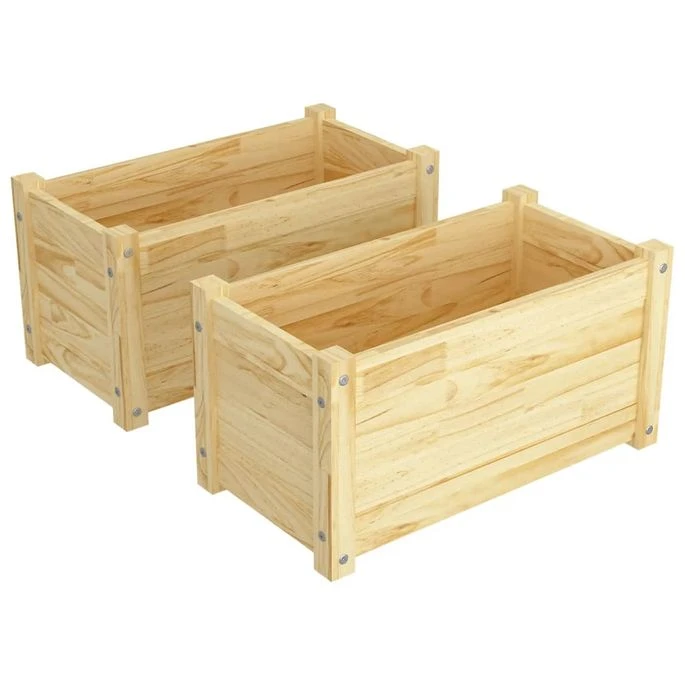 Jardinières D'extérieur 2 Pcs 60x31x31 Cm Bois De Pin Massif 4 Jardinières D'extérieur 2 Pcs 60x31x31 Cm Bois De Pin Massif – Image 2