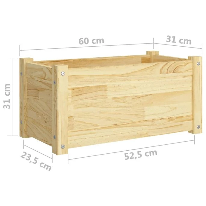 Jardinières D'extérieur 2 Pcs 60x31x31 Cm Bois De Pin Massif 11 Jardinières D'extérieur 2 Pcs 60x31x31 Cm Bois De Pin Massif – Image 9