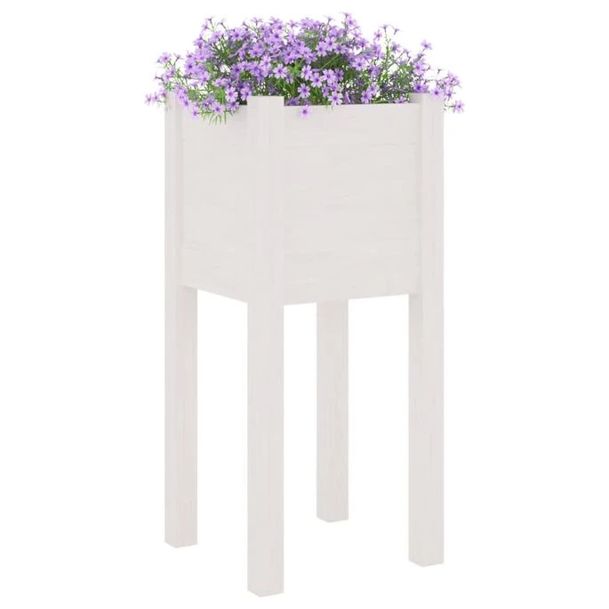 Jardinières D'extérieur 2 Pcs Blanc 31x31x70 Cm Bois De Pin 5 Jardinières D'extérieur 2 Pcs Blanc 31x31x70 Cm Bois De Pin – Image 3