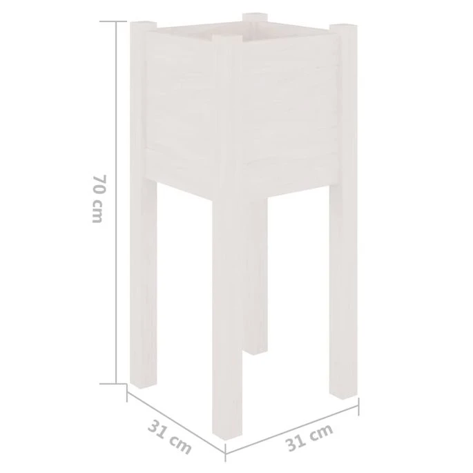Jardinières D'extérieur 2 Pcs Blanc 31x31x70 Cm Bois De Pin 10 Jardinières D'extérieur 2 Pcs Blanc 31x31x70 Cm Bois De Pin – Image 8