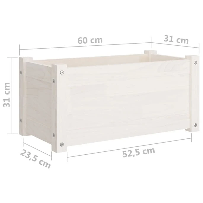 Jardinières D'extérieur 2 Pcs Blanc 60x31x31 Cm Bois De Pin 11 Jardinières D'extérieur 2 Pcs Blanc 60x31x31 Cm Bois De Pin – Image 9