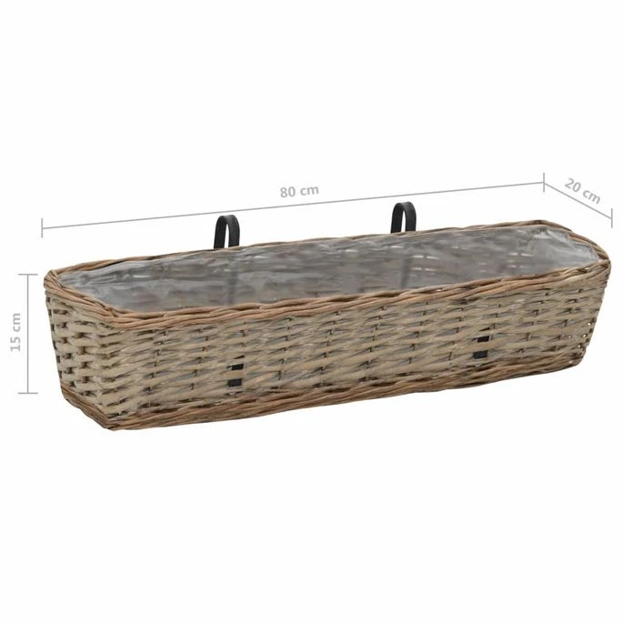Jardinières De Balcon 2 Pcs Osier Avec Doublure De PE 80 Cm 8 Jardinières De Balcon 2 Pcs Osier Avec Doublure De PE 80 Cm – Image 6