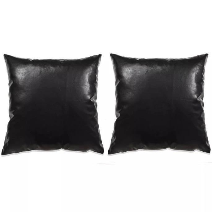 Jeu De Coussin 2 Pcs PU 45 X 45 Cm Noir 3 Jeu De Coussin 2 Pcs PU 45 X 45 Cm Noir