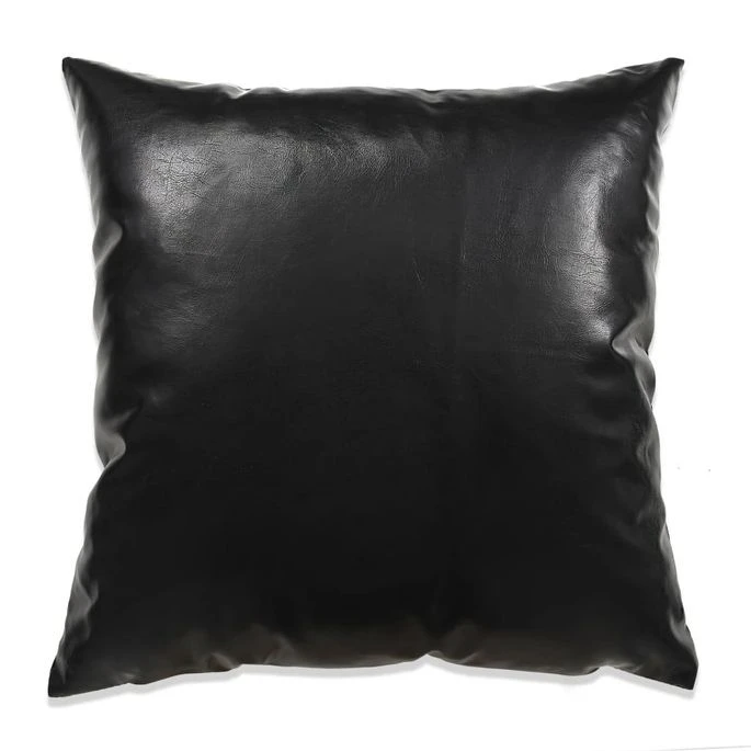 Jeu De Coussin 2 Pcs PU 45 X 45 Cm Noir 6 Jeu De Coussin 2 Pcs PU 45 X 45 Cm Noir – Image 4