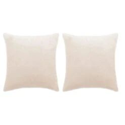 Jeu De Coussin 2 Pcs Velours 45 X 45 Cm Blanc Cassé 2