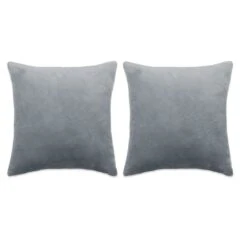 Jeu De Coussin 2 Pcs Velours 45 X 45 Cm Gris 2