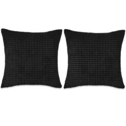 Jeu De Coussin 2 Pcs Velours 60 X 60 Cm Noir 2