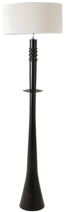 Lampadaire Acacia Massif Noir Et Velours Blanc Manon