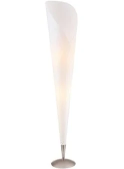 Lampadaire Conique PVC Blanc Et Pied Métal Gris Cano