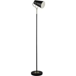 Lampadaire En Métal Incandescent A Tete Orientable - Ø 23 X H 150 Cm - Noir