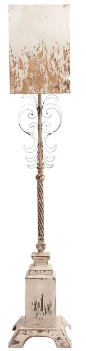 Lampadaire Métal Blanc Et Marron Vieilli Lanna