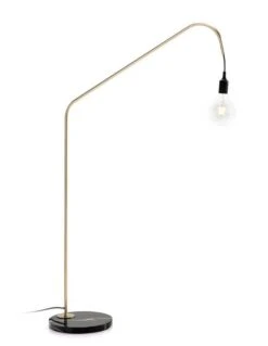 Lampadaire Métal Doré Et Socle Marbre Noir Xéna H 142 Cm