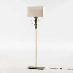 Lampadaire Moderne Tissu Blanc Et Métal Doré Ariana H 151 Cm