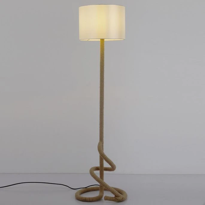 Lampadaire Tissu Blanc Et Pied Corde Rathor 4 Lampadaire Tissu Blanc Et Pied Corde Rathor – Image 2