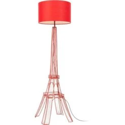 Lampadaire Tissu Et Pied Métal Rouge Eiffel Torre