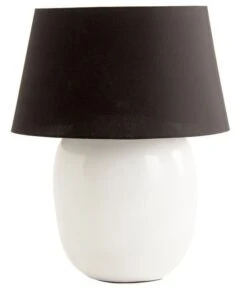 Lampe à Poser Tissu Noir Et Terre Cuite Blanc Brillant Jaylie