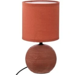 Lampe Boule Céramique Strie Timeo Terracota - H 25cm