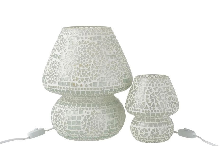 Lampe De Chevet En Verre Blanc Mosaïques Ekio - Lot De 2 6 Lampe De Chevet En Verre Blanc Mosaïques Ekio - Lot De 2 – Image 4