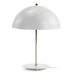 Lampe De Table Métal Blanc Et Pied Métal Nickel Onash