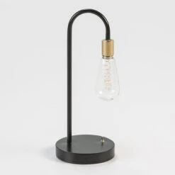 Lampe De Table Métal Doré Et Socle Noir Kiali H 39