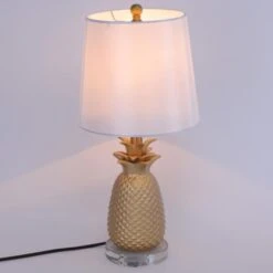 Lampe De Table Tissu Blanc Et Pied Ananas Doré Danas 15 Lampe De Table Tissu Blanc Et Pied Ananas Doré Danas -Philips Boutique lampe de table tissu blanc et pied ananas dore zanas 3327480054550 558169
