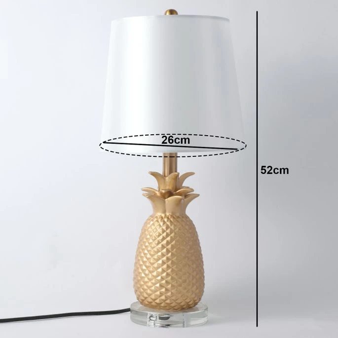 Lampe De Table Tissu Blanc Et Pied Ananas Doré Danas 7 Lampe De Table Tissu Blanc Et Pied Ananas Doré Danas – Image 5