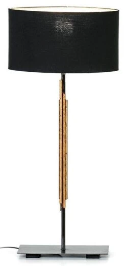 Lampe De Table Tissu Et Métal Noir Et Doré Ariana 2