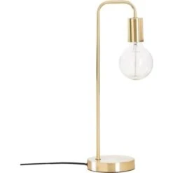 Lampe Droit Metal Et Ciment - Keli - Doré - H 45 Cm