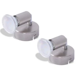 Lampe Murale Avec 2 Spots LED En Nickel Satiné -Philips Boutique lampe murale avec 2 spots led en nickel satine 3666722609586 1367141